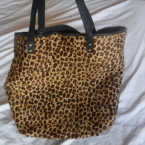 Leppard Hair Purse Luciana Verde Large  Leather  Tiger Leppard print Faux Hair